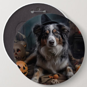 Australian Shepherd Pumpkins Halloween Scary 6 Cm Round Badge