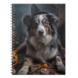 Australian Shepherd Pumpkins Halloween Scary Notebook