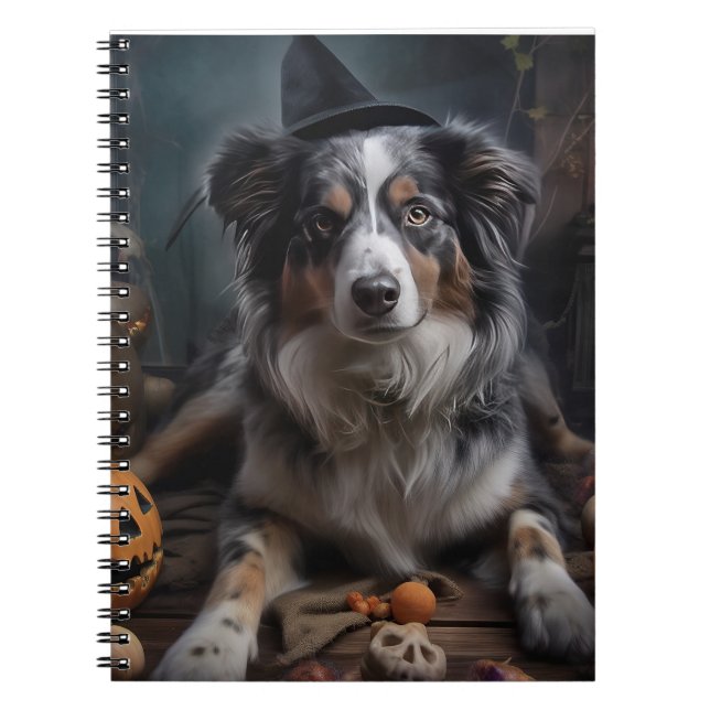 Australian Shepherd Pumpkins Halloween Scary Notebook (Front)