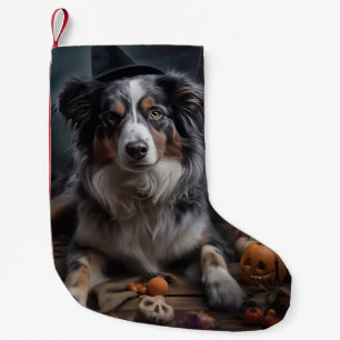 Australian Shepherd Pumpkins Halloween Scary Small Christmas Stocking