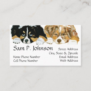 Australian Shepherd ~ Puppies Portrait Business Card