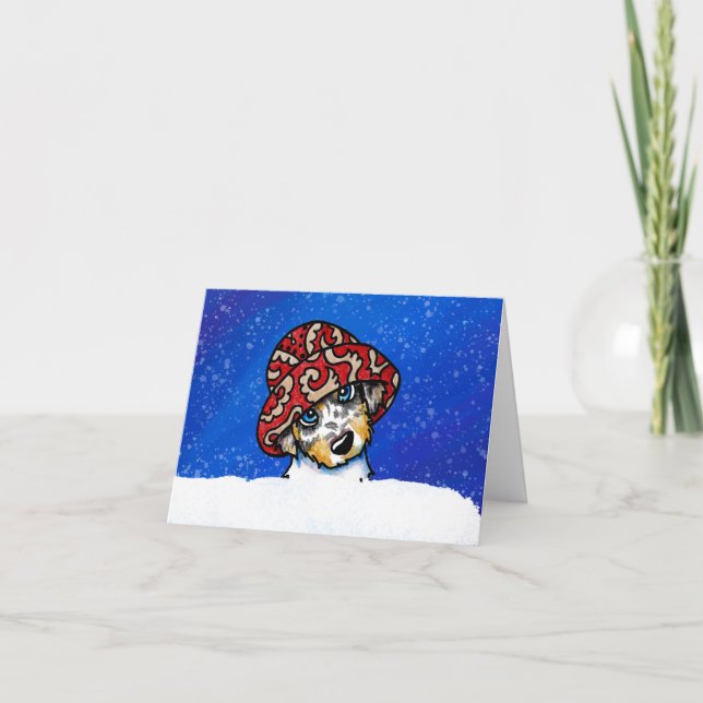 Australian Shepherd Puppy Christmas Card (Front)