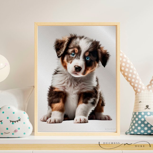 Australian Shepherd Puppy Dog Graphic Nursery Art Poster (Creator Uploaded)