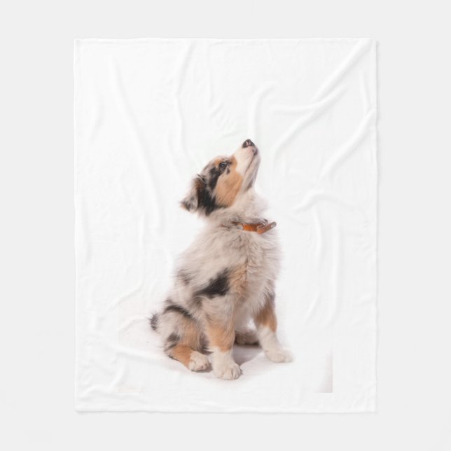 Australian shepherd puppy fleece blanket (Front)