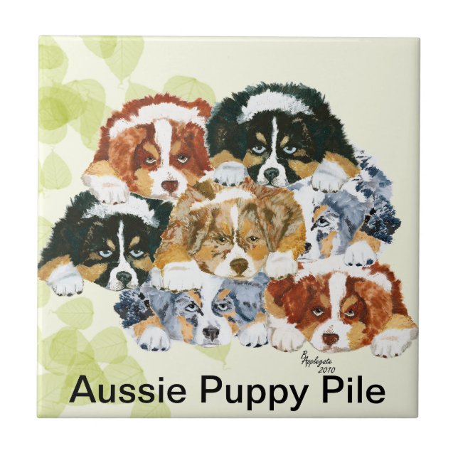 Australian Shepherd - Puppy Pile Tile (Front)