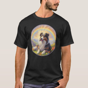 Australian Shepherd Rainbow Bridge Aussie Dog Memo T-Shirt