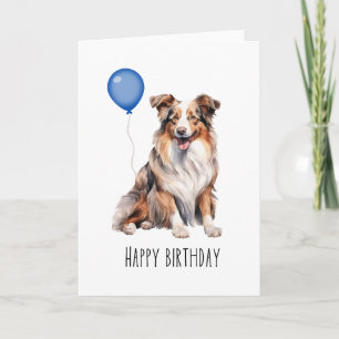 Australian Shepherd Red Aussie Birthday Card