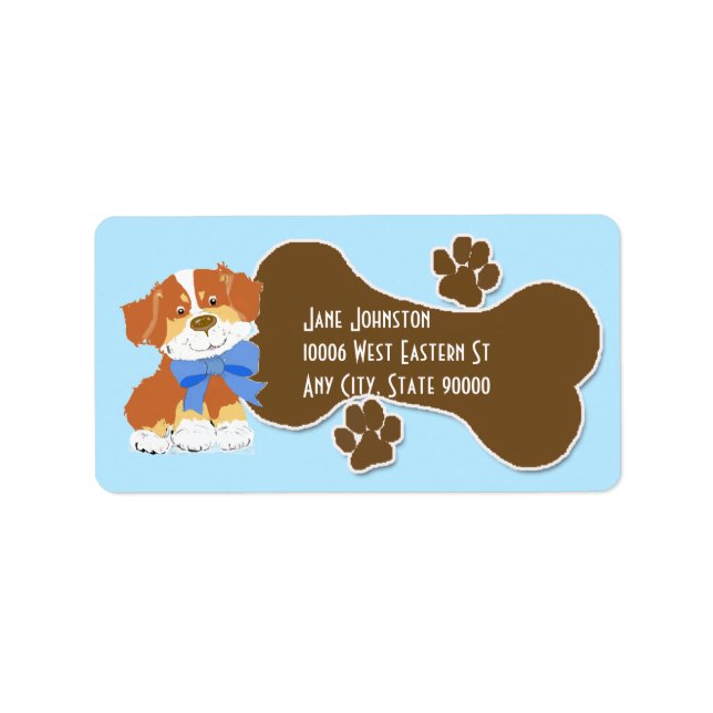 Australian Shepherd Red Cartoon Dog Address Label (Front)