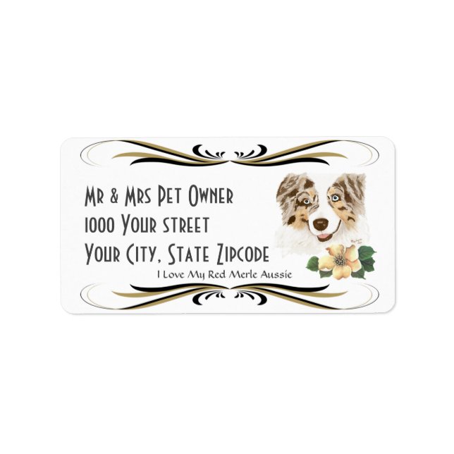 Australian Shepherd Red Merle Address Label (Front)