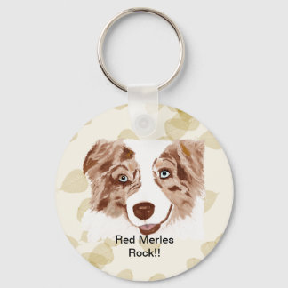 Australian Shepherd Red Merle Dog Keychain
