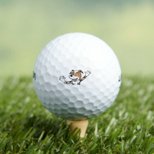 australian shepherd red merle waving cartoon golf balls