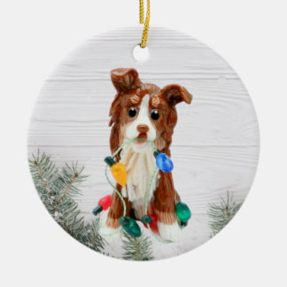 Australian Shepherd Red Tricolor Ceramic Ornament