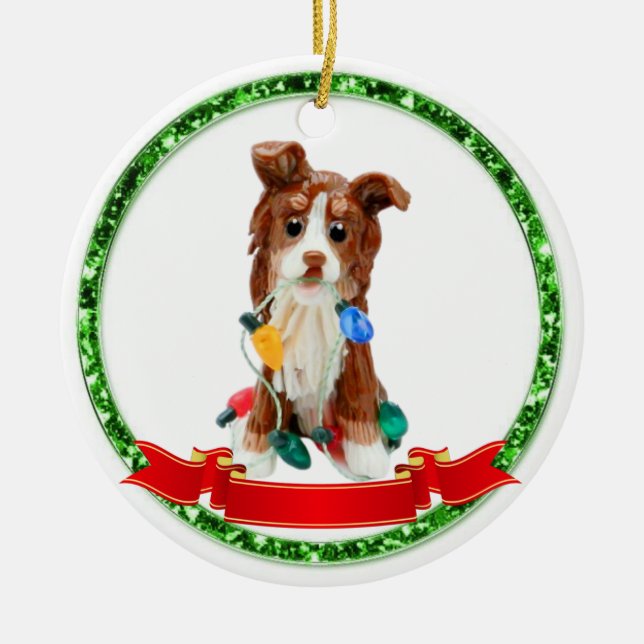 Australian Shepherd Red Tricolor  Ceramic Ornament (Front)