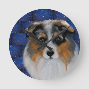 Australian Shepherd Round Clock