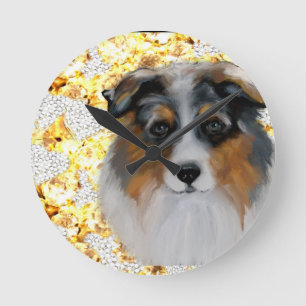 Australian Shepherd   Round Clock