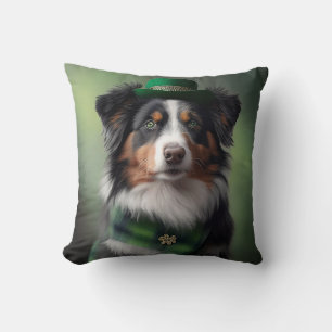 australian shepherd saint patrick  cushion