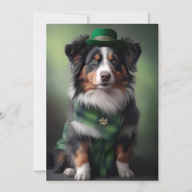 australian shepherd saint patrick holiday card (Front)
