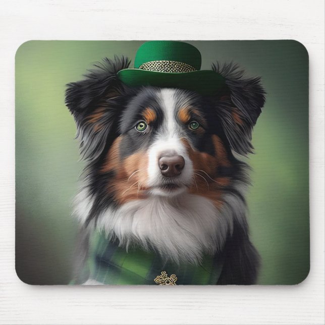 australian shepherd saint patrick mouse pad (Front)