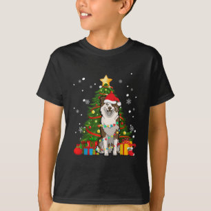 Australian shepherd Santa Christmas Tree Light T-Shirt