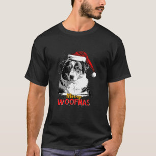 Australian Shepherd Santa Claus Hat Merry Christma T-Shirt