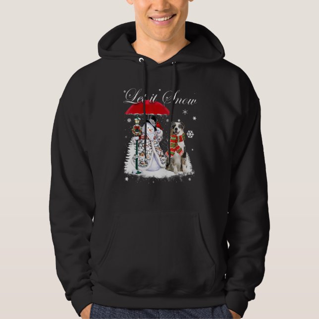 Australian Shepherd Santa Dog Christmas Snowman Xm Hoodie (Front)
