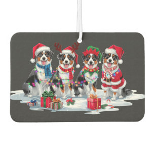 Australian Shepherd Santa hat antler elf Christmas Car Air Freshener
