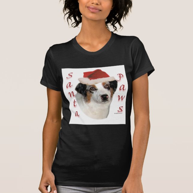 Australian Shepherd Santa Paws T-Shirt (Front)