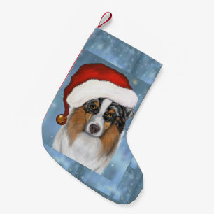 Australian Shepherd Santa Small Christmas Stocking