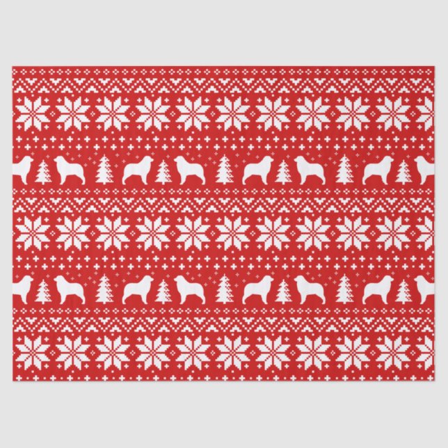Australian Shepherd Silhouettes Christmas Pattern Tissue Paper (Front)