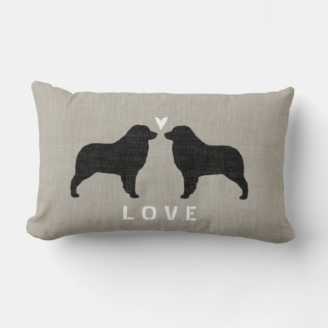 Australian Shepherd Silhouettes Love Lumbar Cushion (Front)