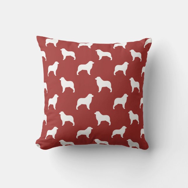 Australian Shepherd Silhouettes Pattern Cushion (Front)