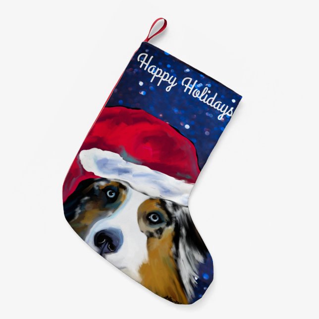 Australian Shepherd  Small Christmas Stocking (Front (Hanging))
