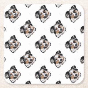 Australian Shepherd Square Paper Coaster