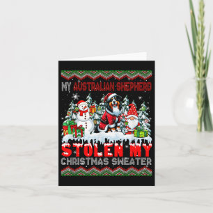 Australian Shepherd Stolen Christmas Sweater Santa Card