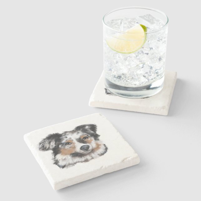 Australian Shepherd Stone Coaster (Side)