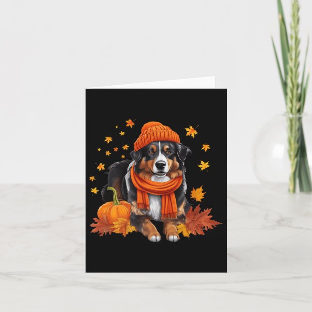 Australian Shepherd Thanksgiving Pumpkin Dog Fall  Card (Front)