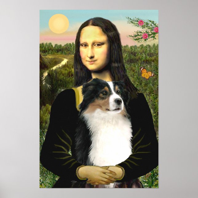 Australian Shepherd (tri) & Mona Lisa Poster (Front)