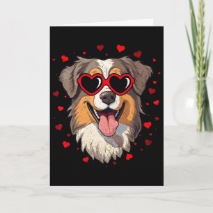 Australian Shepherd Valentine Heart Cute Dog Lover Card