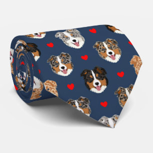 Australian Shepherd Valentine Hearts Pattern Dog Tie