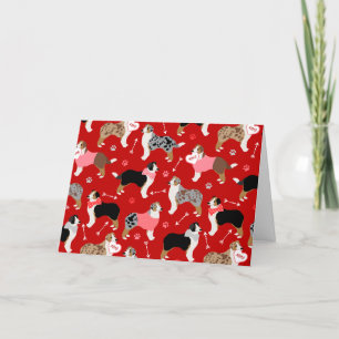 Australian Shepherd Valentine Pattern Holiday Card