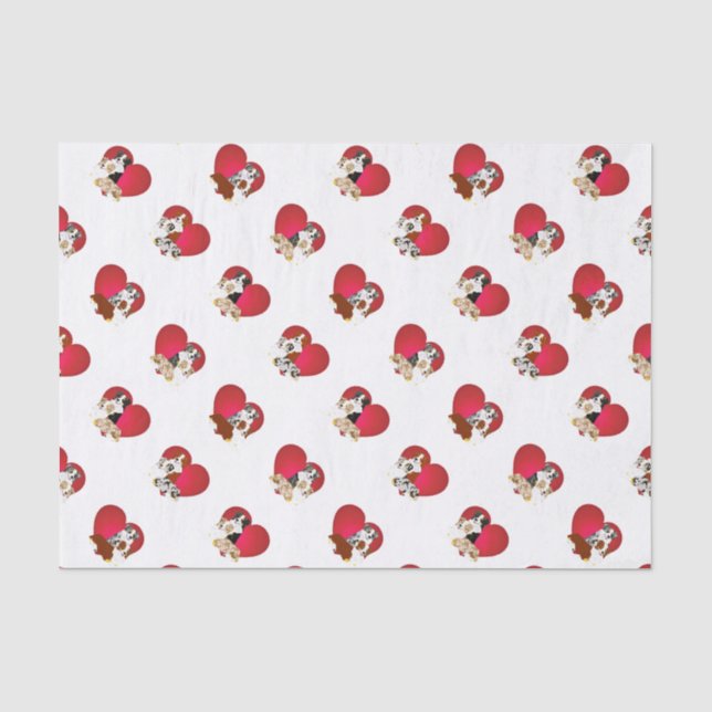 Australian Shepherd Valentines Tissue Paper (Front)