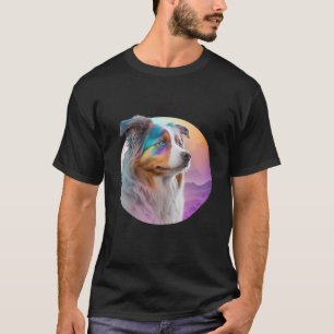 Australian Shepherd Vaporwave Retrowave Aesthetic  T-Shirt