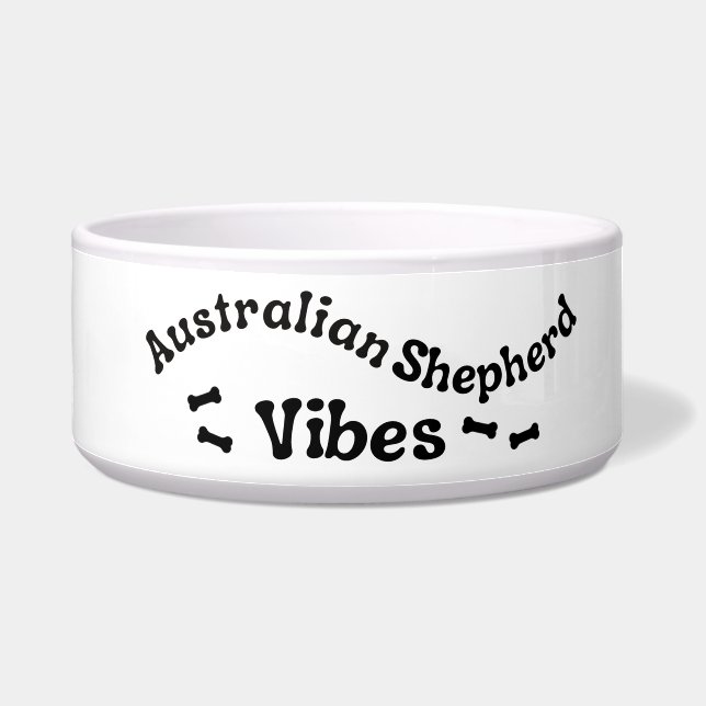 Australian Shepherd Vibes Ceramic Dog Bowl  (Left)
