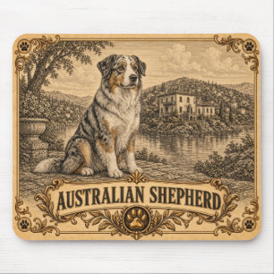 Australian Shepherd, Vintage Heritage Dog Mouse Pad