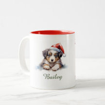 Australian Shepherd Watercolor Christmas Mug