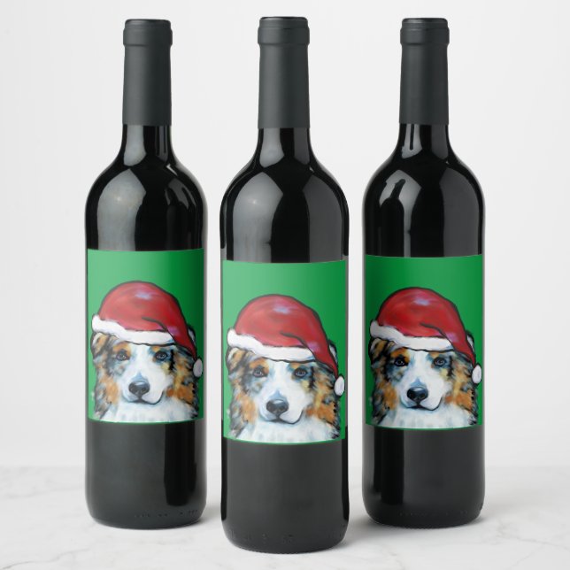 Australian Shepherd   Wine Label (Bottles)