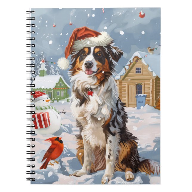 Australian Shepherd Winter Wonderland Christmas Notebook (Front)
