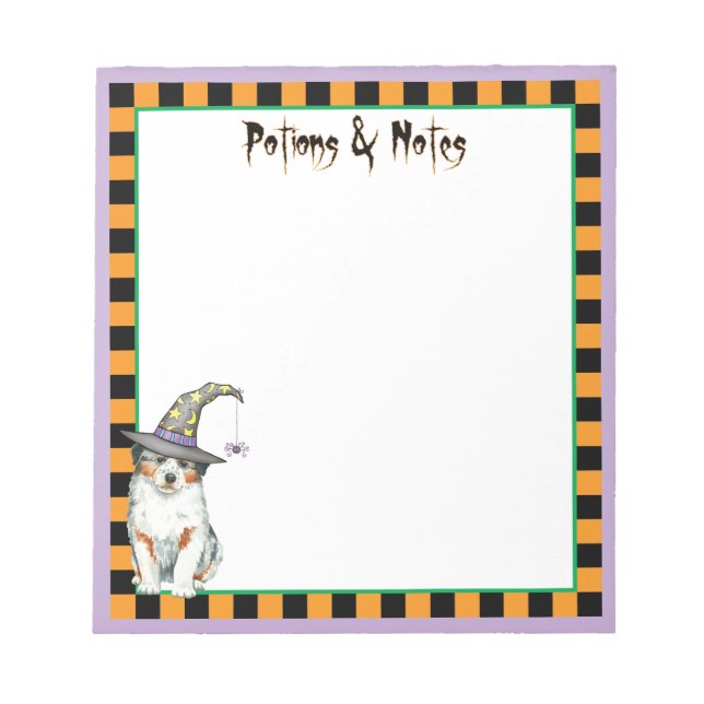 Australian Shepherd Witch Notepad (Front)