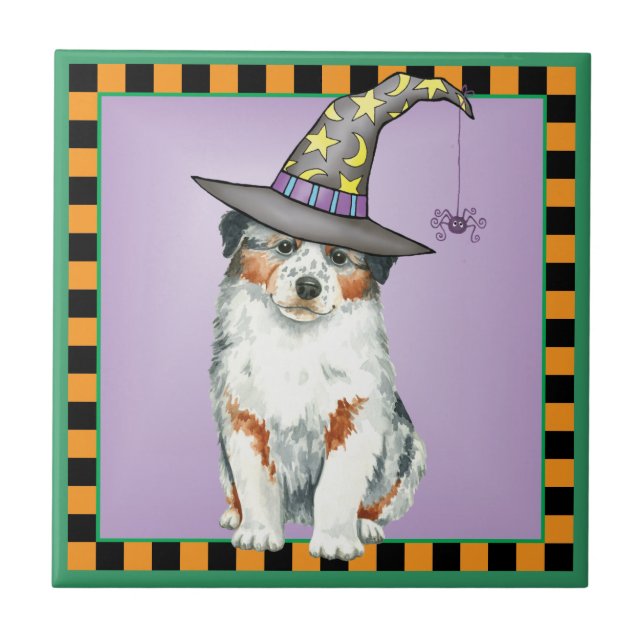 Australian Shepherd Witch Tile (Front)