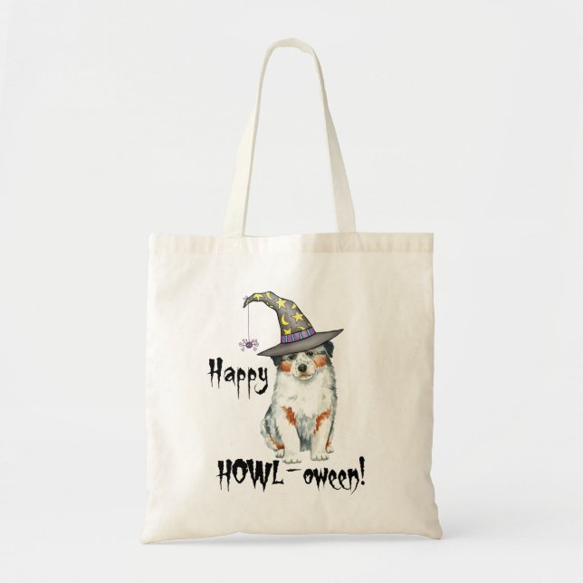 Australian Shepherd Witch Tote Bag (Front)